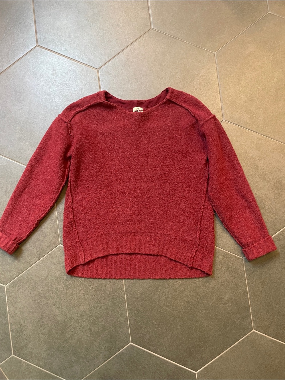 Free People Cozy Women's Oversized Rust Red Pullover Sweater S